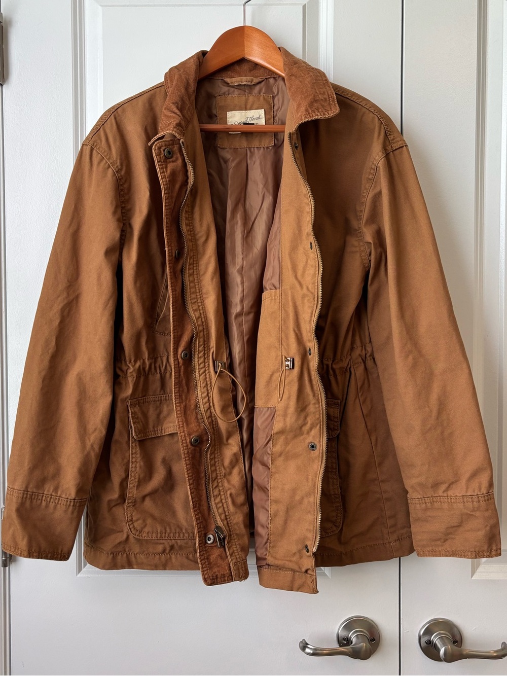 Universal Thread Canvas Barn Jacket Work Coat Corduroy Collar Zip & Snap Close - Picture 7 of 8